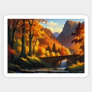 Autumn River in a Golden Afternoon Sticker